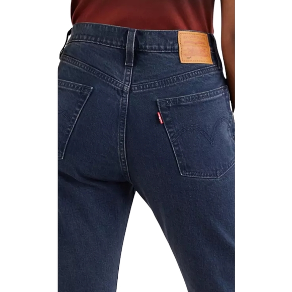 501 Navy Blue Dark Wash Straight Leg High Waist Jeans - Picture 6 of 9